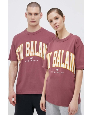 New Balance t-shirt bawełniany kolor różowy z nadrukiem