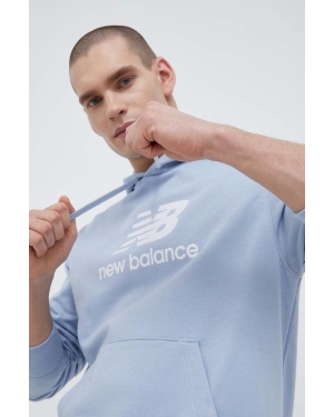 New Balance bluza męska kolor niebieski z kapturem z nadrukiem
