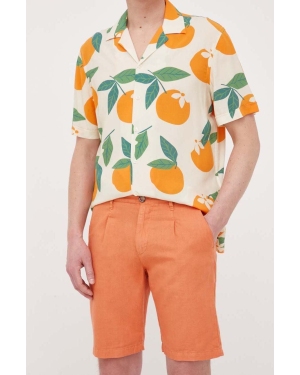 Pepe Jeans szorty z domieszką lnu Arkin kolor pomarańczowy
