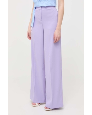 Pinko spodnie damskie kolor fioletowy szerokie high waist