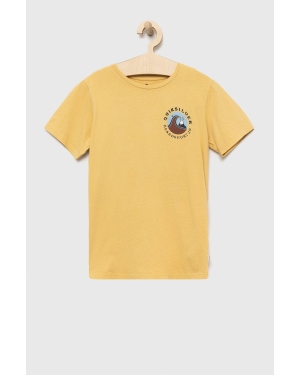 Quiksilver t-shirt bawełniany dziecięcy kolor żółty z nadrukiem