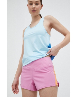 Roxy szorty do biegania Bold Moves damskie kolor różowy z aplikacją medium waist
