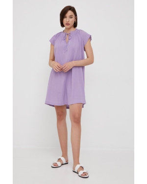 United Colors of Benetton sukienka bawełniana kolor fioletowy mini prosta