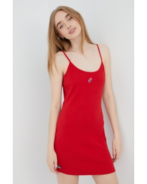 Superdry sukienka kolor czerwony mini dopasowana