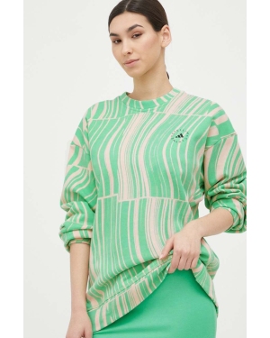 adidas by Stella McCartney bluza bawełniana damska kolor zielony wzorzysta