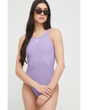 adidas Originals jednoczęściowy strój kąpielowy Adicolor kolor fioletowy miękka miseczka