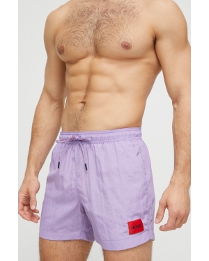 HUGO szorty kąpielowe kolor fioletowy
