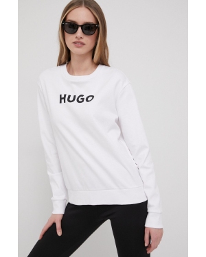 Hugo bluza bawełniana 50470571 damska kolor biały z nadrukiem