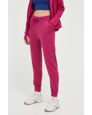 4F spodnie dresowe kolor fioletowy gładkie