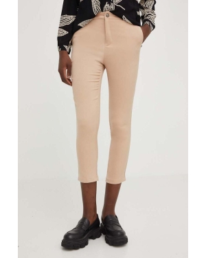Answear Lab spodnie damskie kolor beżowy dopasowane high waist