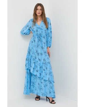 Ivy Oak sukienka kolor niebieski maxi rozkloszowana