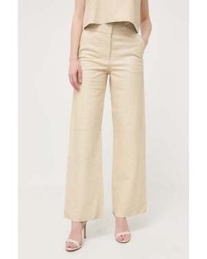 Notes du Nord spodnie skórzane damskie kolor beżowy proste high waist