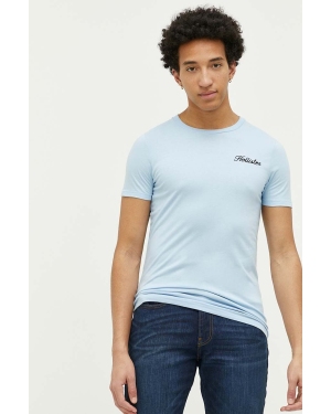 Hollister Co. t-shirt bawełniany kolor niebieski z aplikacją