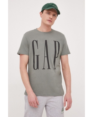 GAP t-shirt bawełniany kolor zielony wzorzysty