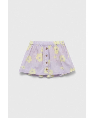 GAP spódnica lniana dziecięca kolor fioletowy mini rozkloszowana