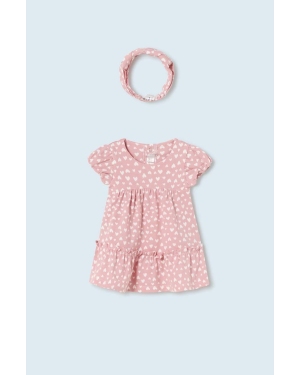 Mayoral Newborn sukienka bawełniana niemowlęca kolor różowy mini rozkloszowana