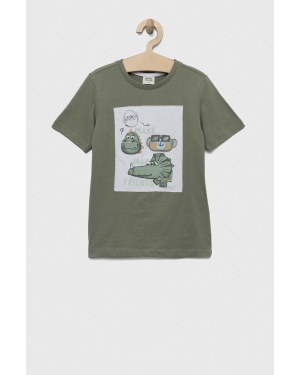Birba&Trybeyond t-shirt bawełniany dziecięcy kolor zielony z aplikacją