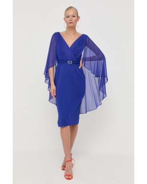 Luisa Spagnoli sukienka jedwabna kolor niebieski mini prosta