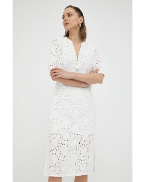 Bruuns Bazaar sukienka bawełniana kolor biały mini dopasowana
