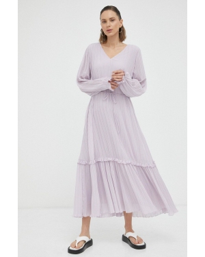 Bruuns Bazaar sukienka kolor fioletowy maxi prosta