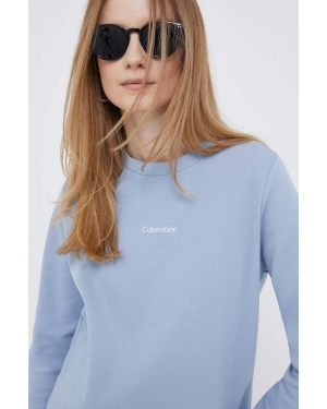 Calvin Klein bluza damska kolor niebieski gładka