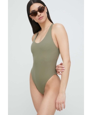 Calvin Klein jednoczęściowy strój kąpielowy kolor zielony lekko usztywniona miseczka