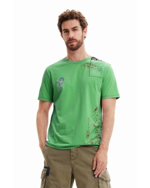 Desigual t-shirt bawełniany kolor zielony
