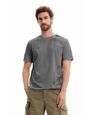 Desigual t-shirt bawełniany kolor szary