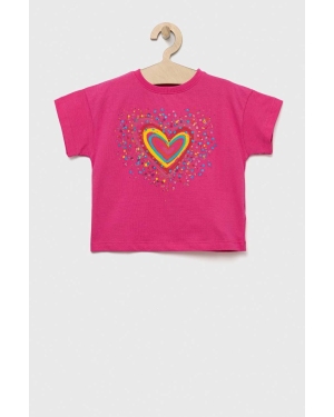 Desigual t-shirt bawełniany dziecięcy kolor różowy