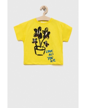 Desigual t-shirt bawełniany dziecięcy kolor żółty