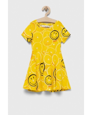 Desigual sukienka bawełniana dziecięca kolor żółty mini rozkloszowana