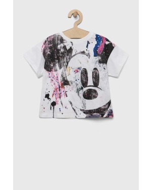 Desigual t-shirt bawełniany dziecięcy x Disney kolor biały