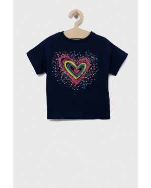 Desigual t-shirt bawełniany dziecięcy kolor granatowy