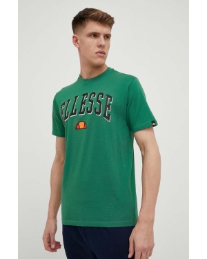 Ellesse t-shirt bawełniany kolor zielony z nadrukiem