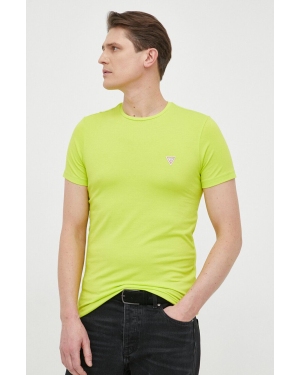 Guess t-shirt męski kolor zielony gładki