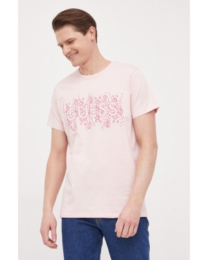 Guess t-shirt bawełniany kolor różowy z aplikacją