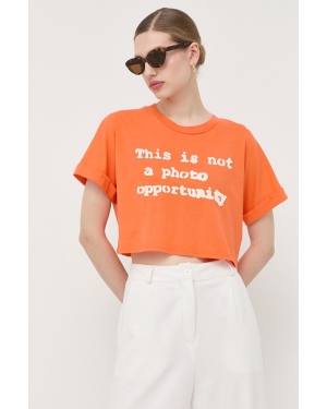 Guess t-shirt bawełniany x Banksy kolor pomarańczowy