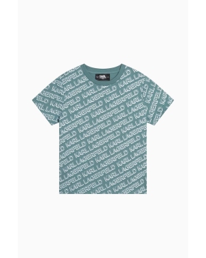 Karl Lagerfeld t-shirt bawełniany dziecięcy kolor zielony wzorzysty