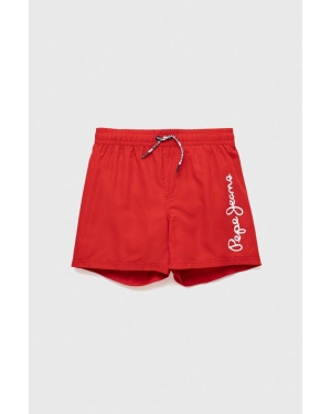 Pepe Jeans szorty kąpielowe dziecięce kolor czerwony z nadrukiem