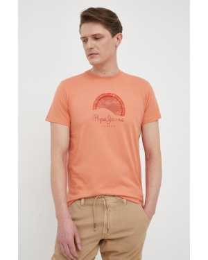 Pepe Jeans t-shirt bawełniany Richmond kolor pomarańczowy z nadrukiem
