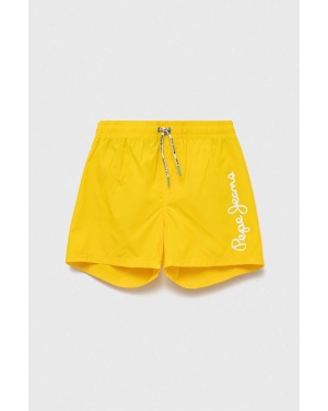 Pepe Jeans szorty kąpielowe dziecięce kolor żółty z nadrukiem