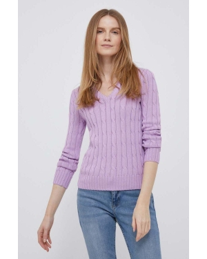 Polo Ralph Lauren sweter bawełniany kolor fioletowy lekki