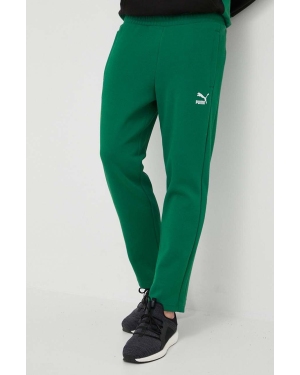 Puma spodnie dresowe kolor zielony z aplikacją 538199-37