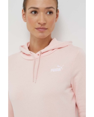 Puma bluza damska kolor różowy z kapturem z aplikacją 848332