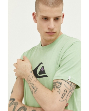 Quiksilver t-shirt bawełniany kolor zielony z nadrukiem