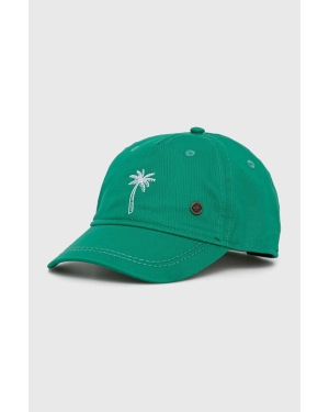 Roxy czapka bawełniana dziecięca kolor zielony gładka