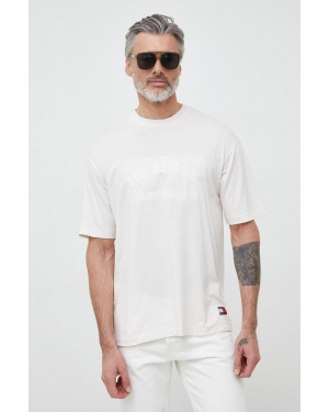 Tommy Hilfiger t-shirt x Shawn Mendes męski kolor beżowy z nadrukiem