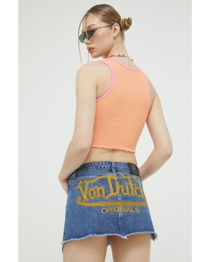 Von Dutch spódnica jeansowa kolor niebieski mini ołówkowa