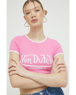 Von Dutch t-shirt damski kolor różowy