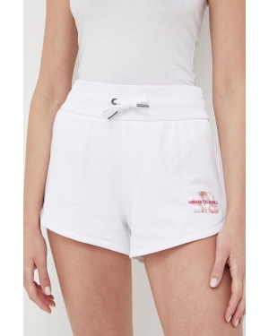 Armani Exchange szorty damskie kolor biały gładkie high waist